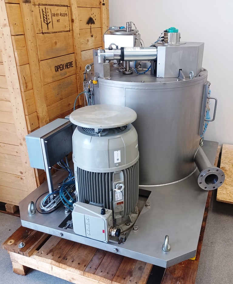 Heinkel V 800 B perforate basket centrifuge, 316L SS.