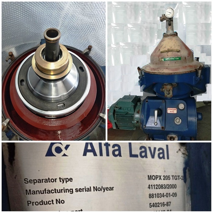 (3) Alfa-Laval MOPX 205 TGT-24-60 oil purifiers, SS bowl.