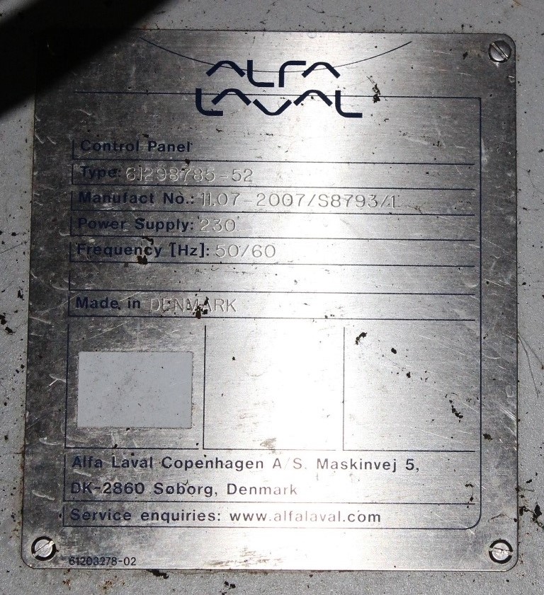Alfa-Laval P2-200 decanter centrifuge, 316SS.
