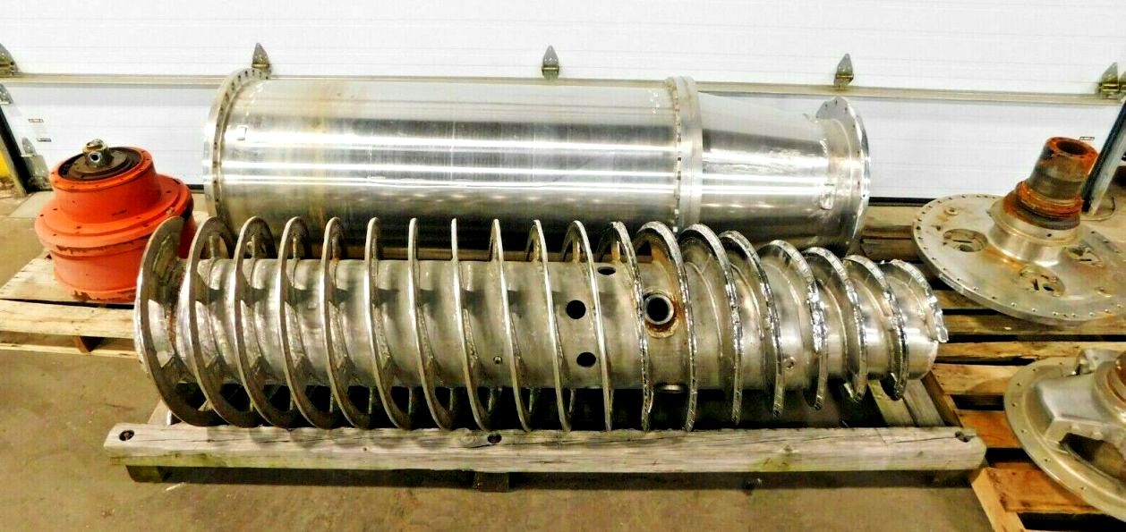 Bird 3900 (24 x 96) decanter centrifuge parts, 316L SS.
