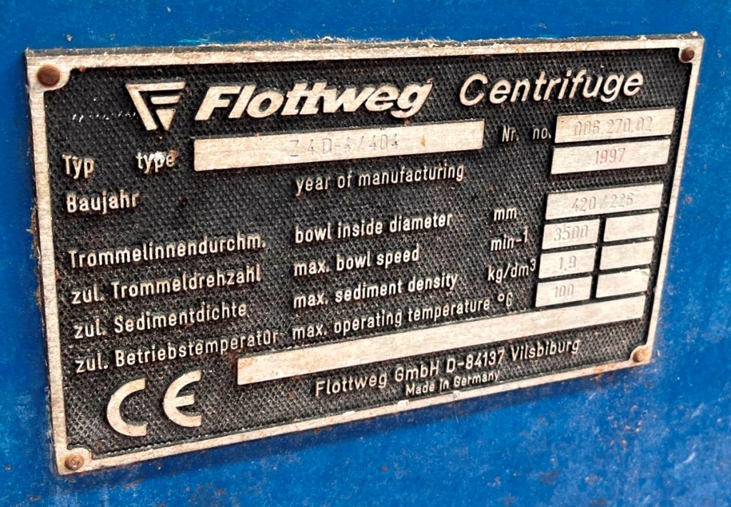 (3) Flottweg Z4D-4/404 sanitary decanter centrifuges, 316SS.