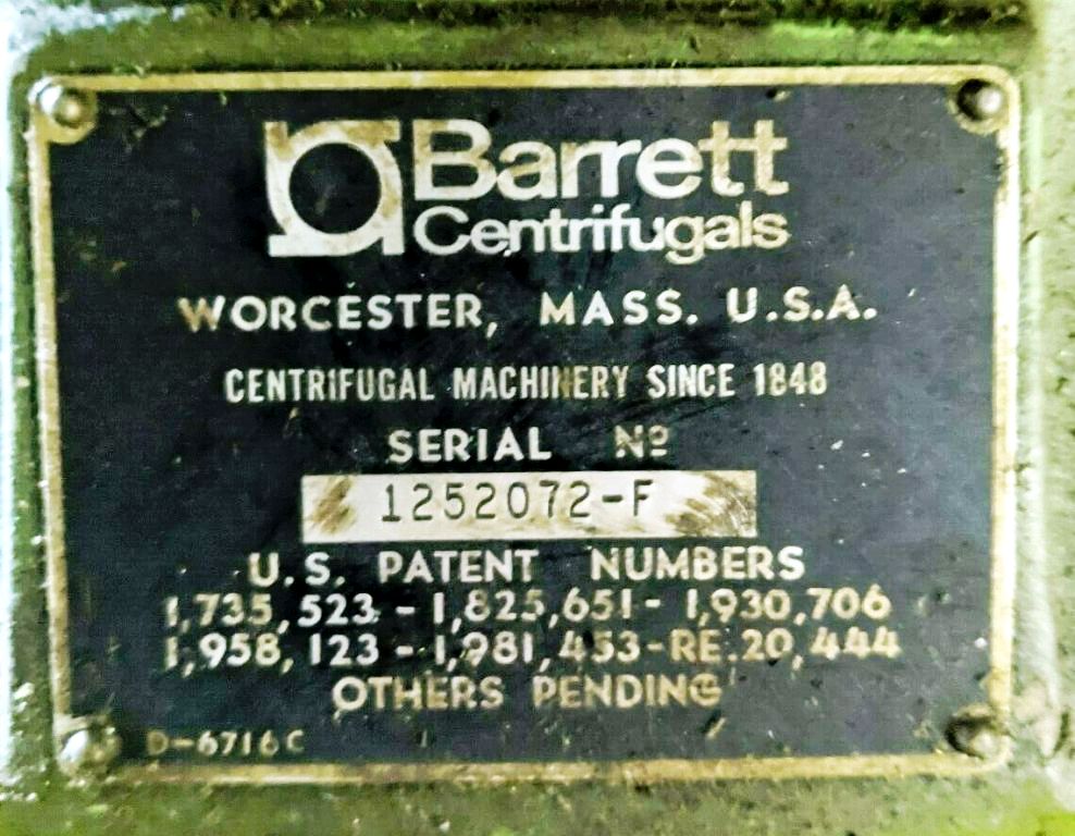 Barrett Centech 1000 system with 125 Clarifuge, SS.