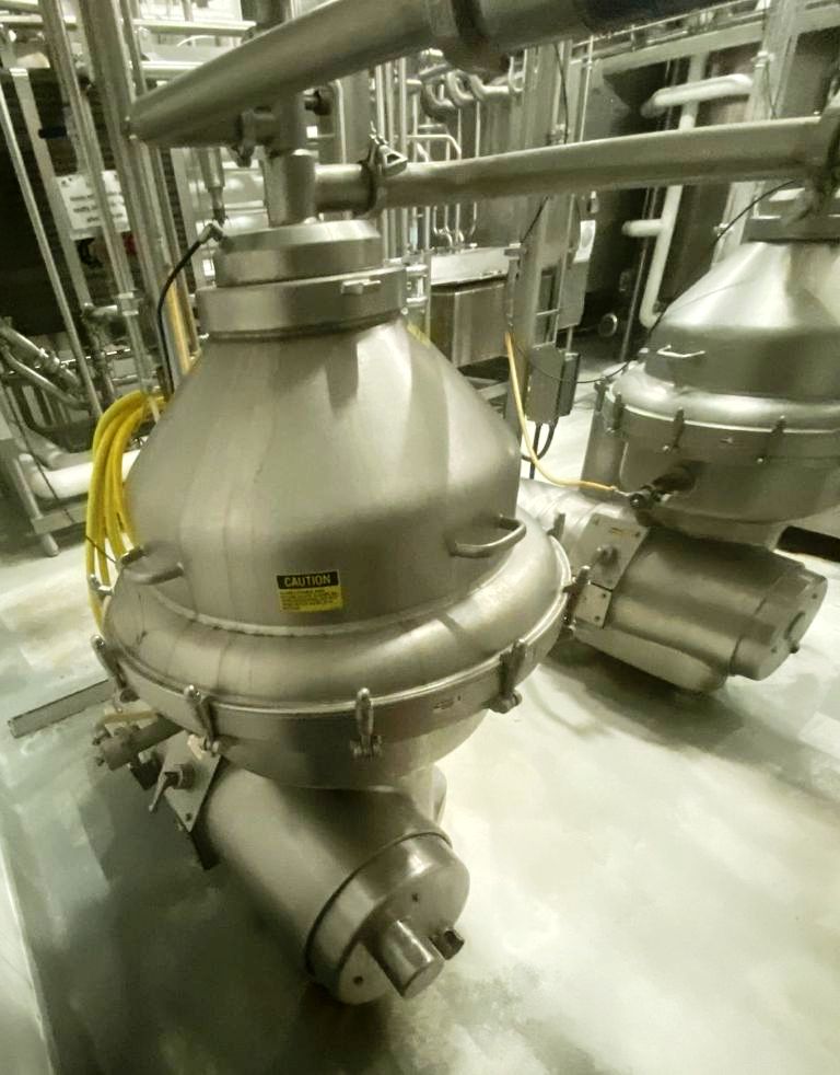 (4) Alfa-Laval MRPX 214 TGV-74T warm milk separators, 316SS