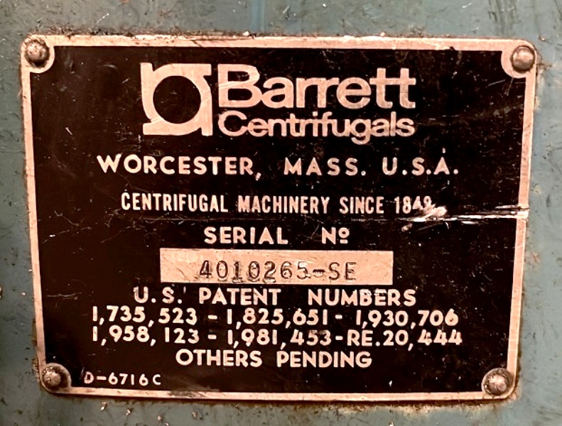 Barrett 401-SE sludge extractor.