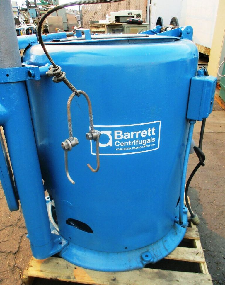 Barrett 1101-E spindle post type chip spinner with hoist.