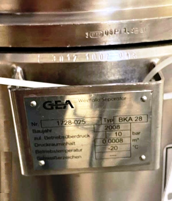 (4) Westfalia BKA 28-86-076 centrifuges, 316SS.