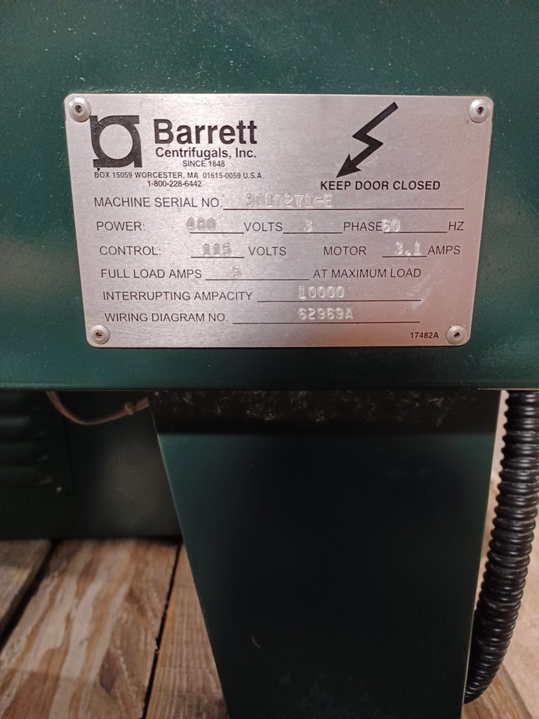 Barrett Spintech 301-E chip wringer.