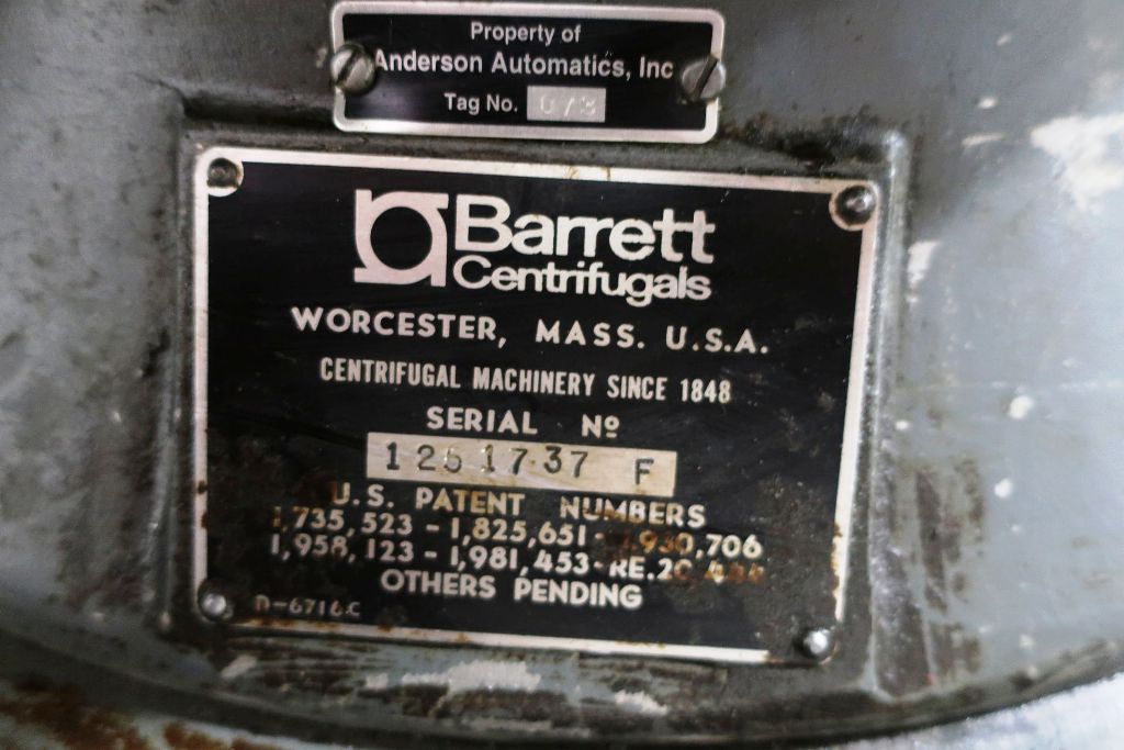Barrett 125-TMS Clarifuge centrifuge, SS.