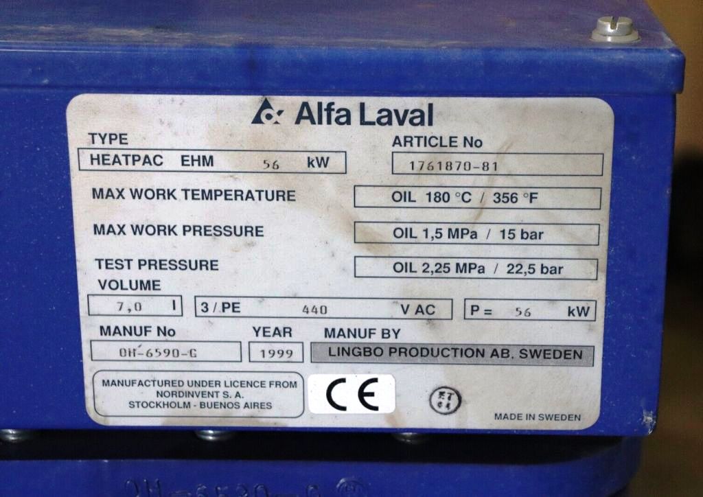 Alfa-Laval MMB 305S-11 lube oil purifier module, SS.