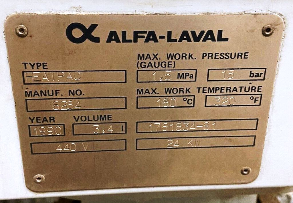 Alfa-Laval MAB 104B-24-60 oil purifier skid.