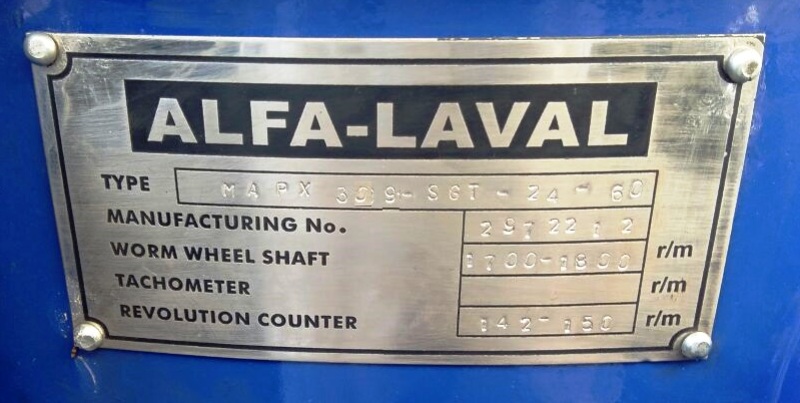 Alfa-Laval MAPX 309 SGT-24-60 oil purifier, SS.