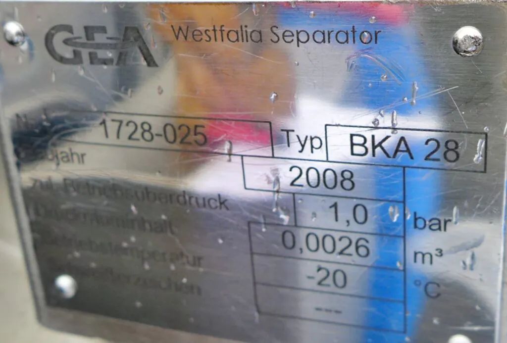 (2) Westfalia BKA 28-86-076 centrifuges, 316SS.
