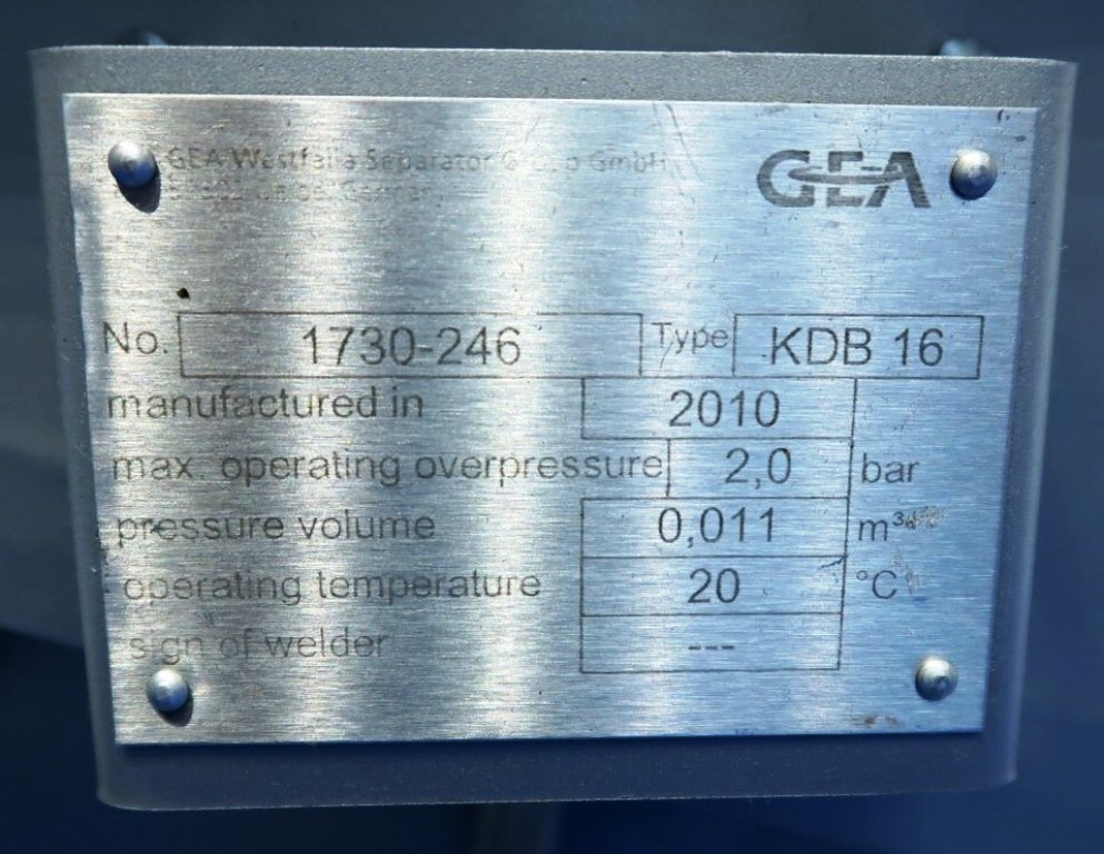 Westfalia KDB 16-02-076 quark/yogurt nozzle separator, 316SS.