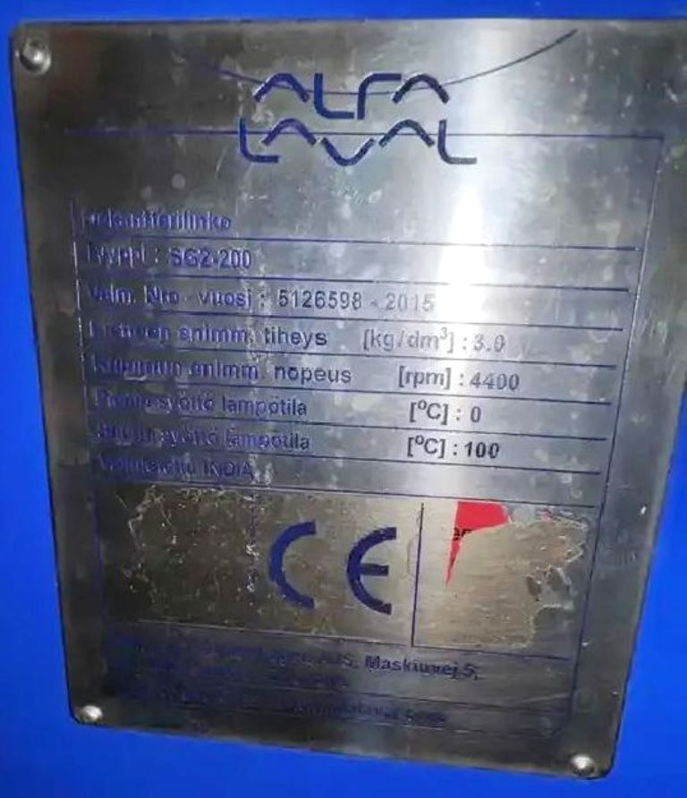 Alfa-Laval SG2-200 decanter centrifuge, 316SS.