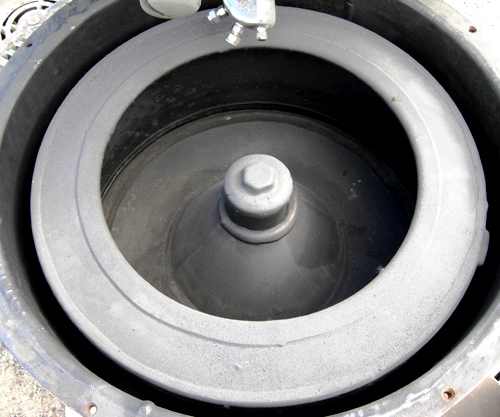 Ametek 26 X 12 perforate basket centrifuge, rubber-lined.
