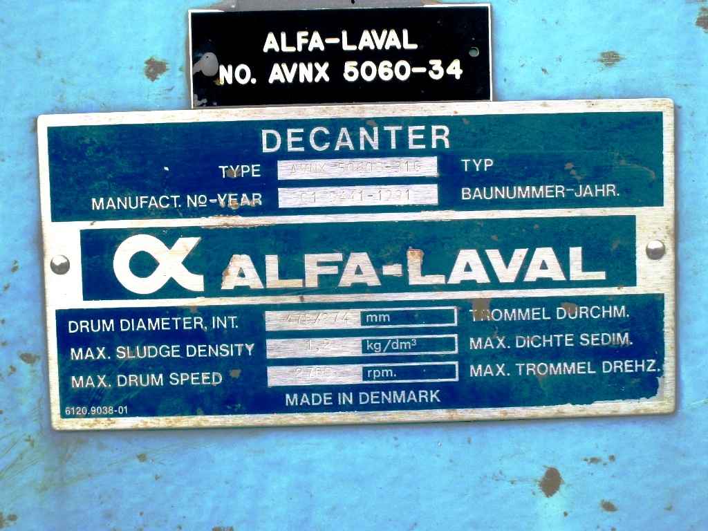 Alfa-Laval AVNX 5060B-31G decanter centrifuge, 316SS.