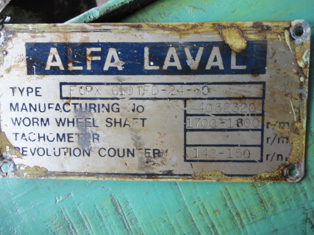 (4) Alfa-Laval FOPX 610 TFD-24-60 oil purifiers, 316SS.