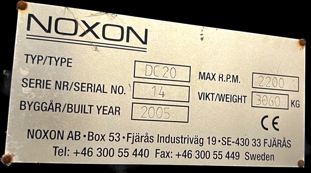Noxon DC 20 decanter centrifuge, epoxy-coated CS.