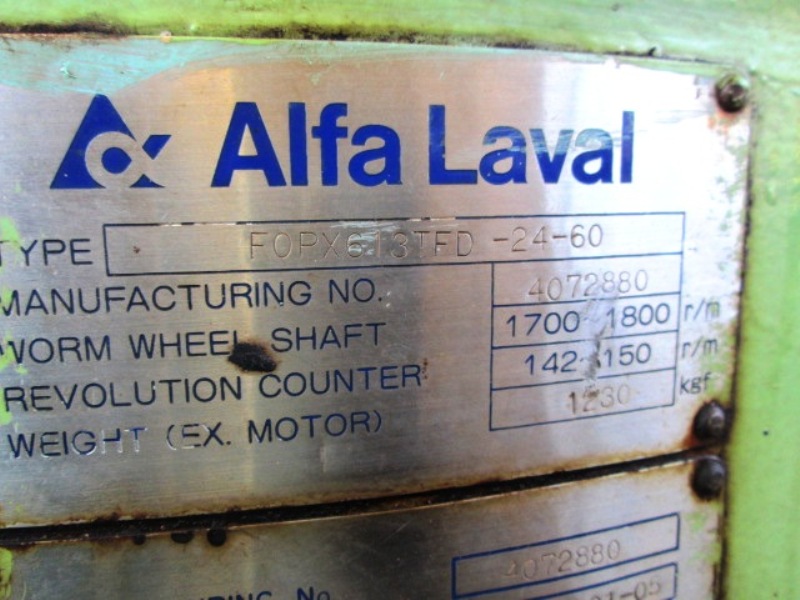 (2) Alfa-Laval FOPX 613 TFD-24-60 oil purifiers, SS.