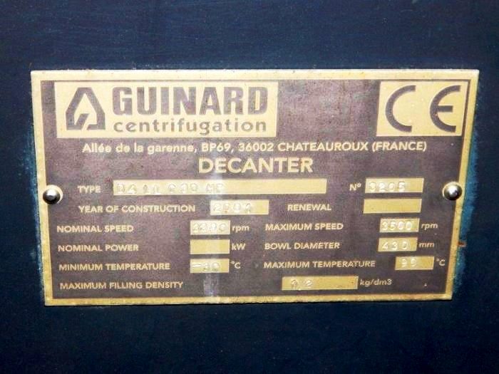 Andritz/Guinard D4LL CP30 CHP decanter centrifuge, 316SS.   