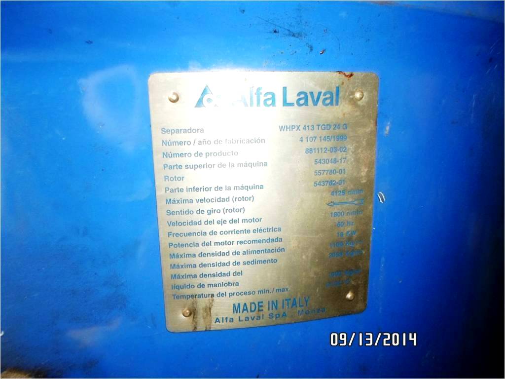 Alfa-Laval WHPX 413 TGD-24G oil purifier, SS.
