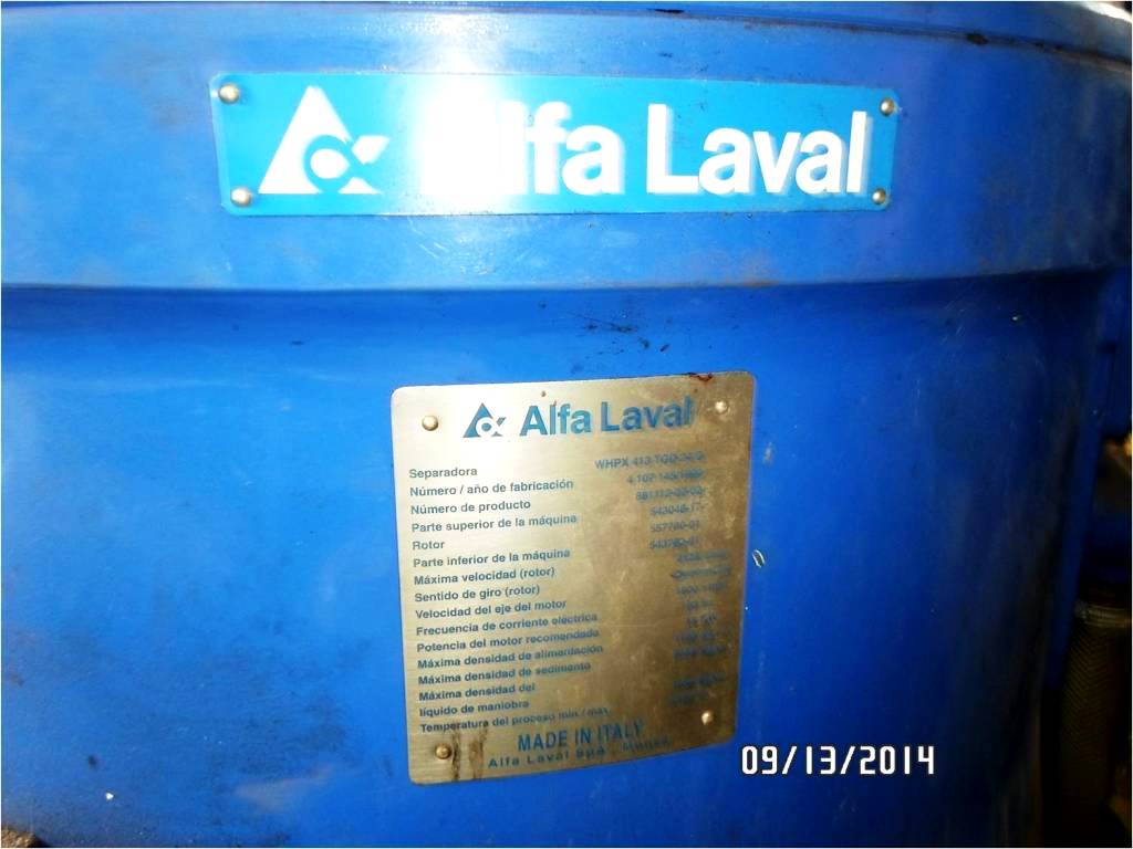 Alfa-Laval WHPX 413 TGD-24G oil purifier, SS.