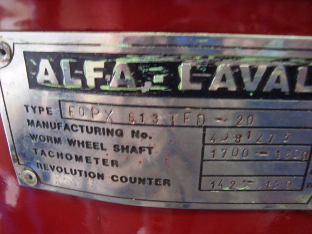 Alfa-Laval FOPX 613 TFD-24-60 oil purifier, SS.            