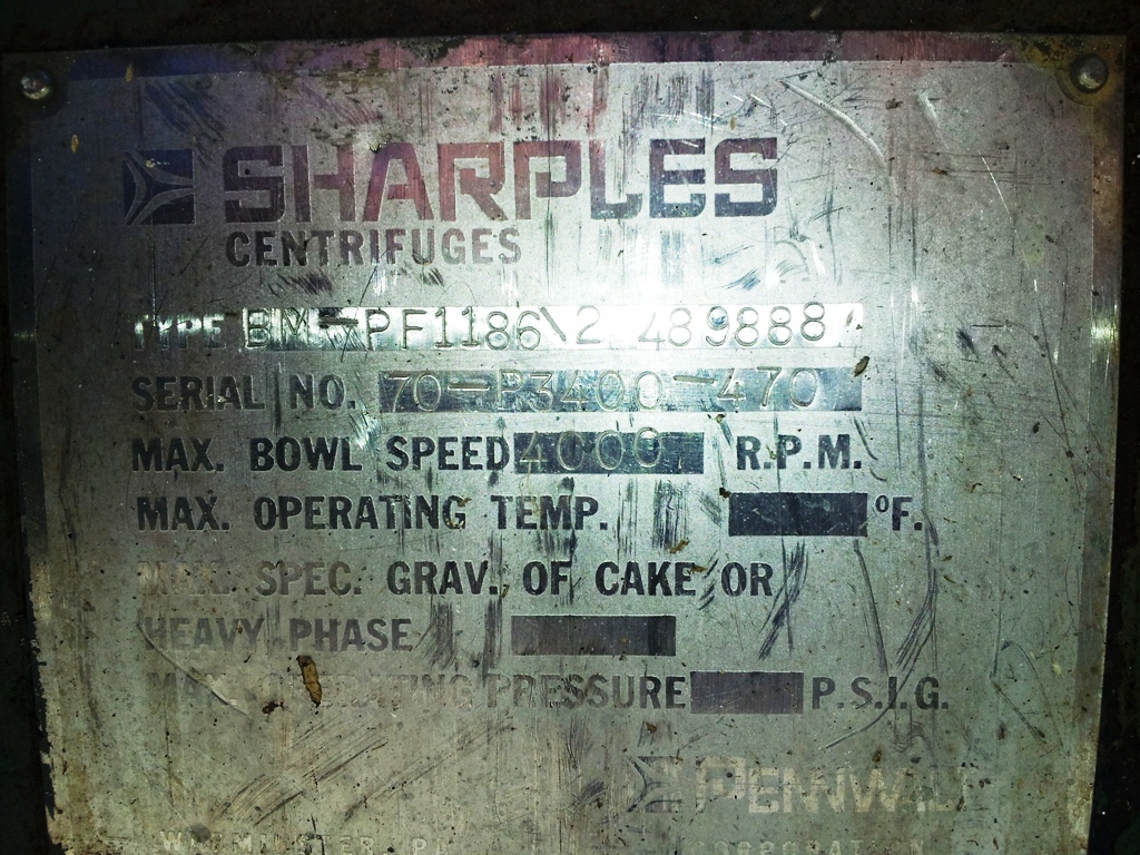 (2) Sharples P3400 decanter centrifuges, 316SS.