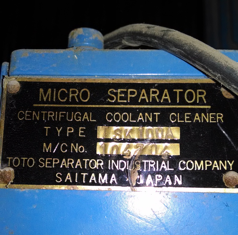 Microseparator TSK-100A coolant clarifier, 304SS.          