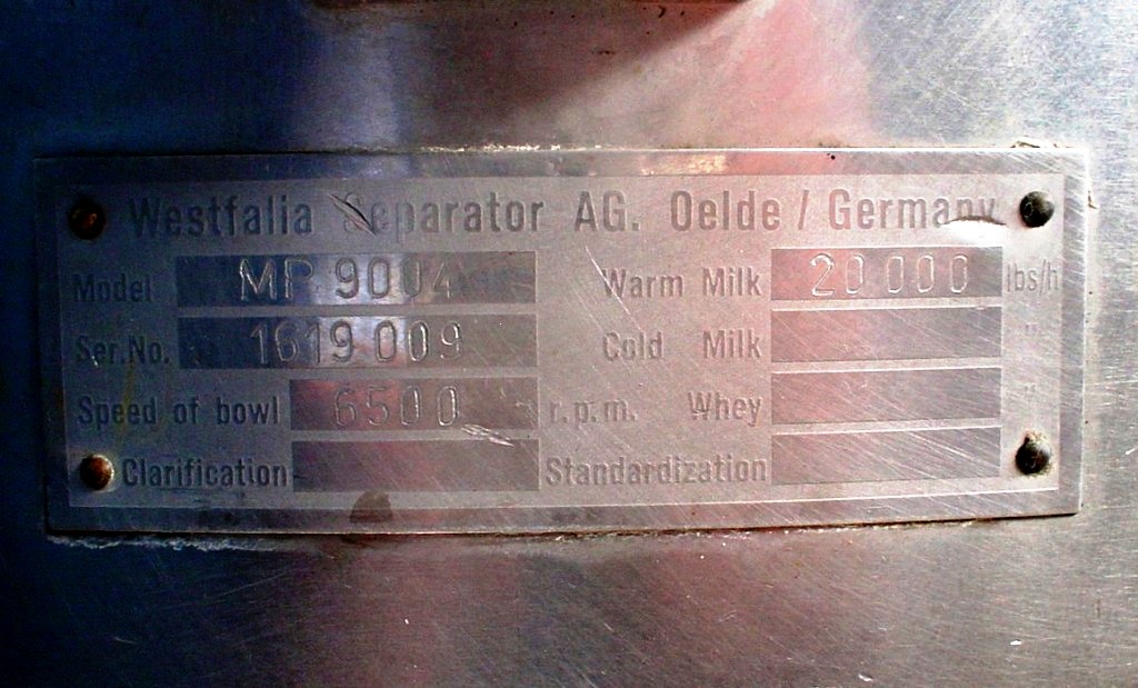 (2) Westfalia MP 9004 cold milk separators, 316SS.