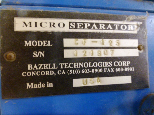 Microseparator CF-125 coolant clarifier, 304SS.            