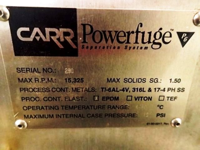Carr P-6 Powerfuge system, 316L SS.