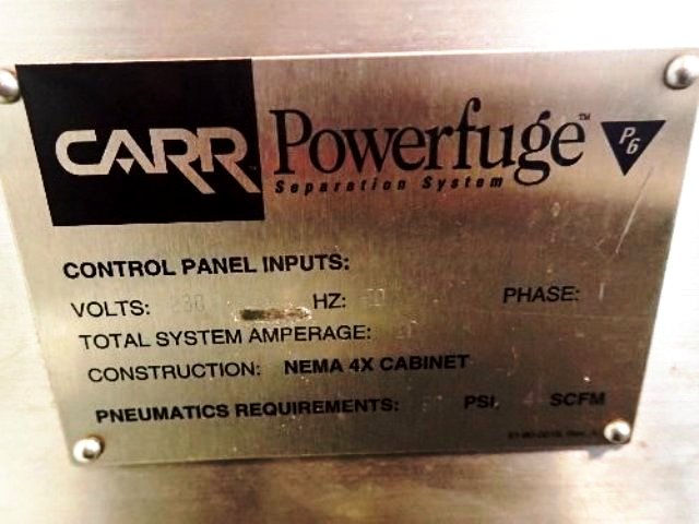 Carr P-6 Powerfuge system, 316L SS.
