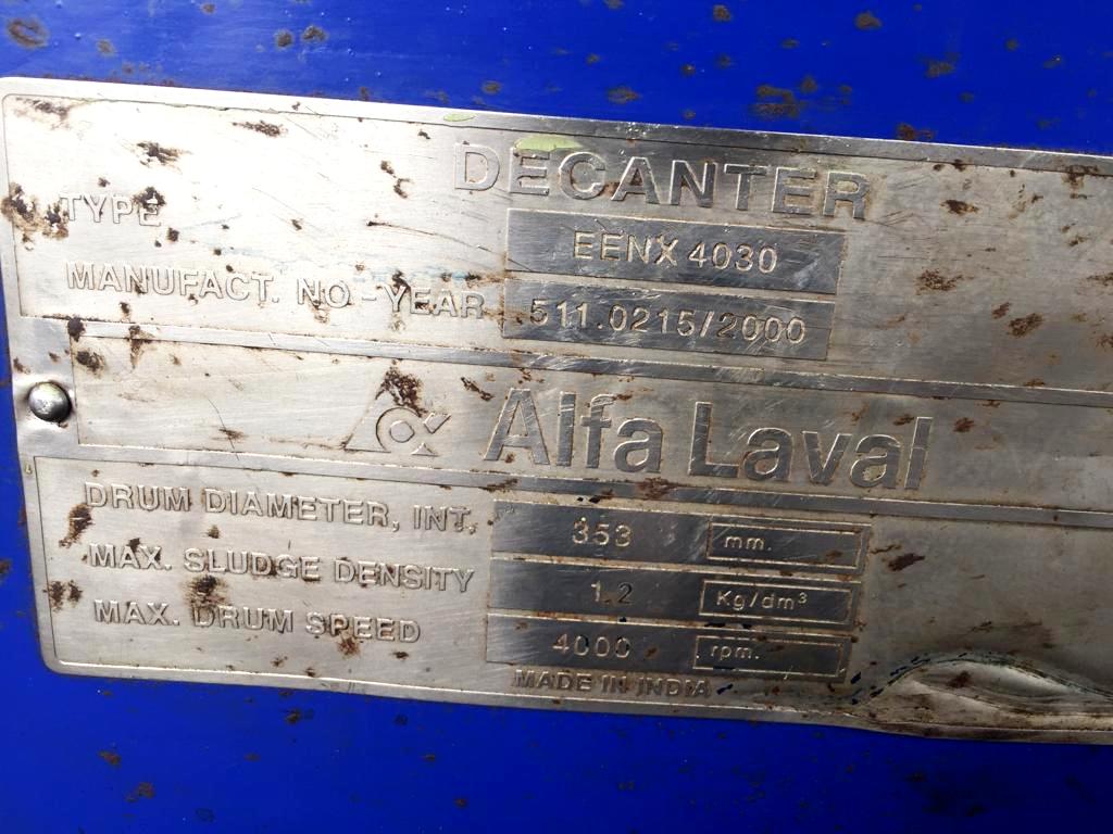 Alfa-Laval NX 4030B-31G decanter centrifuge, 316SS.        