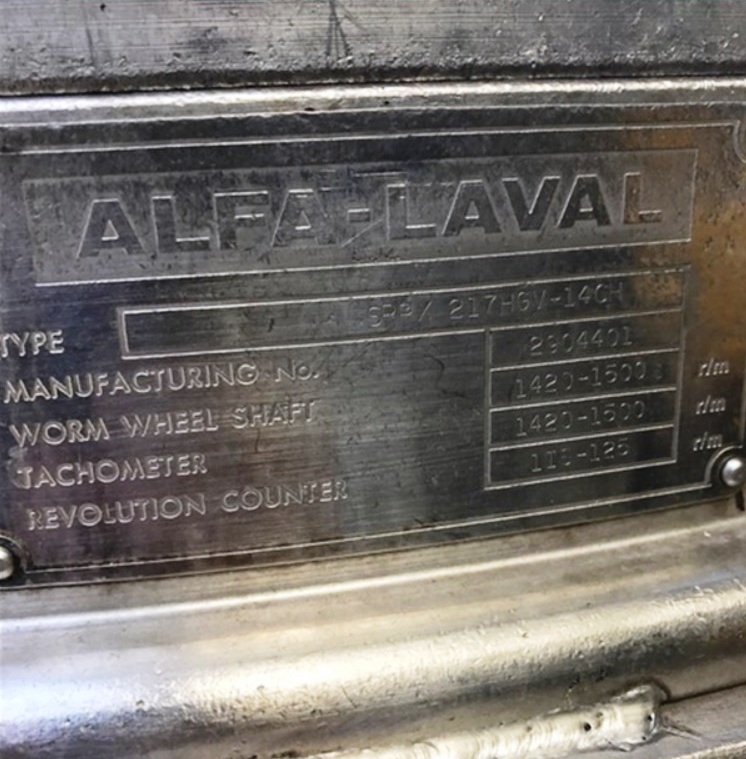 Alfa-Laval SRPX 417 HGV-14CH oil purifier, 316SS.          