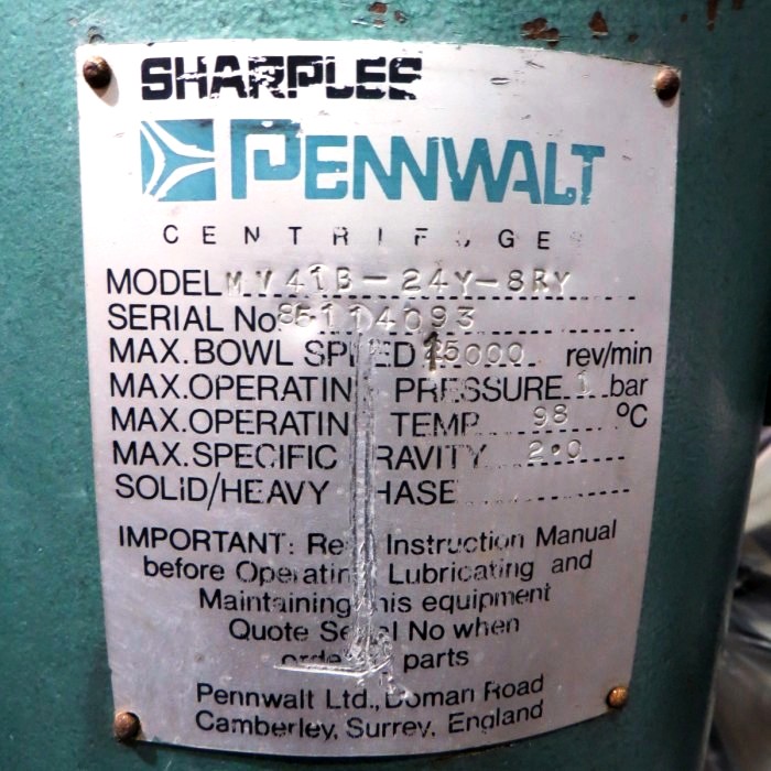Sharples AS-16V Vaportite Super centrifuge, 316 SS.        