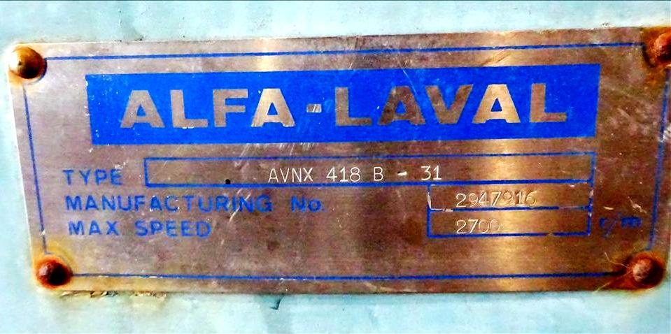 Alfa-Laval AVNX 418B-31 decanter centrifuge, 2205 SS.