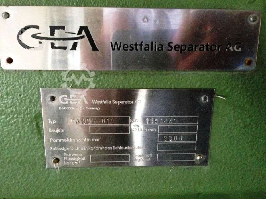 (2) Westfalia CA 365-010 decanter centrifuges, 316SS.