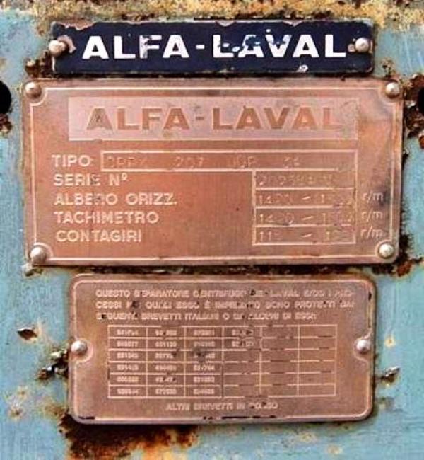 Alfa-Laval CRPX 207-SGP-34 clarifier centrifuge, 316SS.