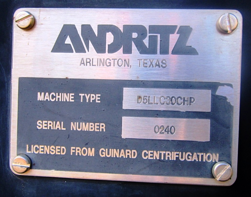 Andritz D5LL C30 CHP (20.5 x 102") decanter, 316SS.