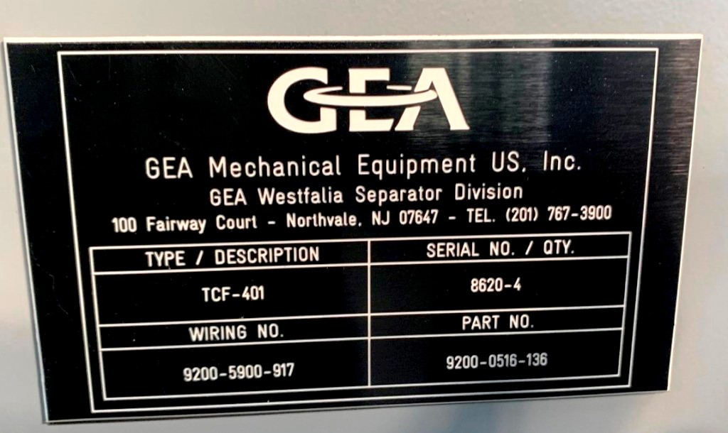 (2) Westfalia CF 4000 decanter centrifuges, 316SS.