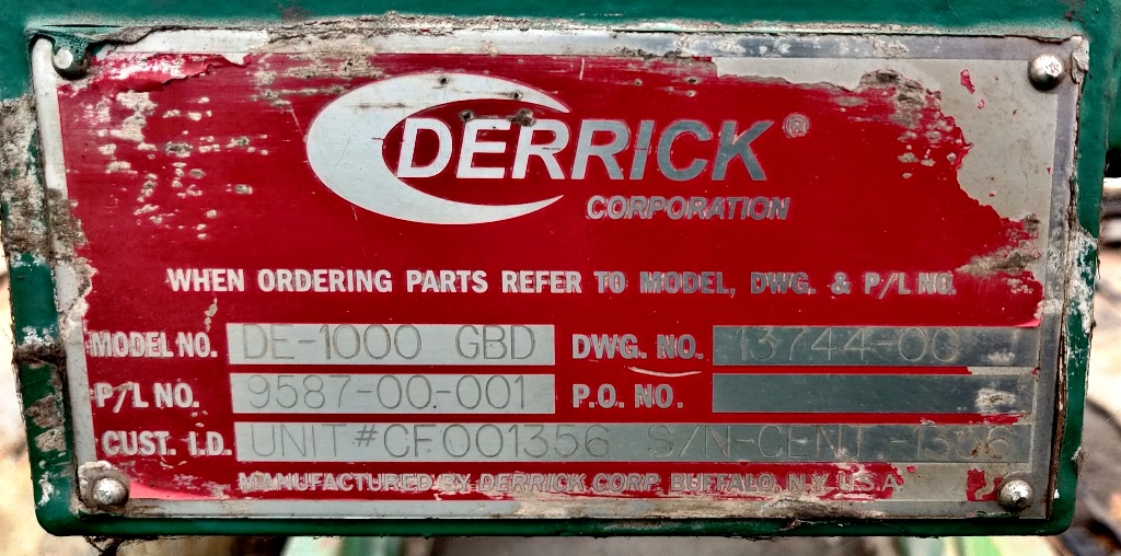 (2) Derrick DE-1000 GBD oilfield decanter skids, 316SS.