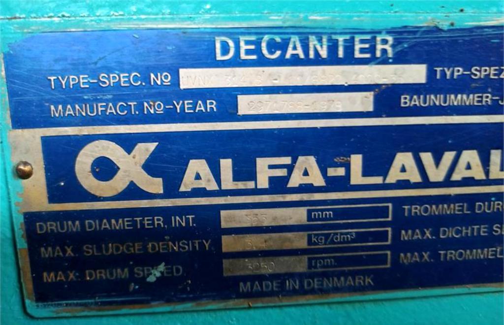 Alfa-Laval NX 314B-11G tricanter centrifuge, 316SS.