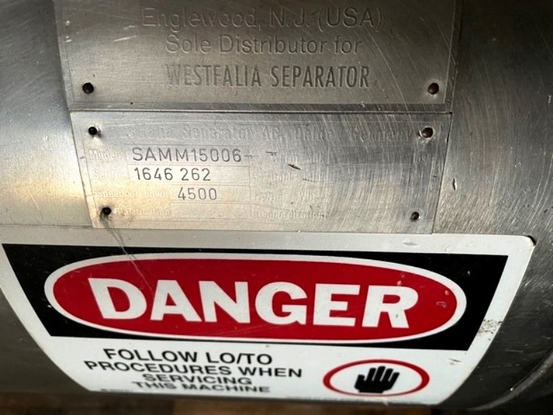 Westfalia SAMM 15006 milk separator, 316SS.