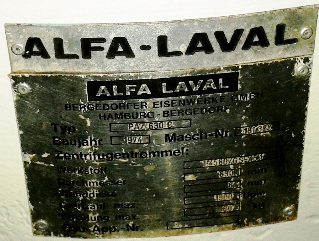 Alfa-Laval PAZ-630C 25 x 16 test tube basket centrifuge, 316SS.