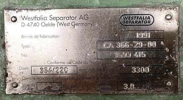 (2) Westfalia CA 366-29-00 extraction decanters, 316SS.