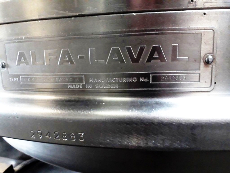 Alfa-Laval MRPX 418 TGV-74C warm milk separator, 316SS.
