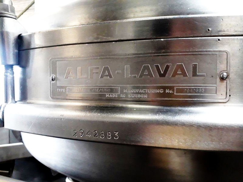 Alfa-Laval MRPX 418 TGV-74C warm milk separator, 316SS.