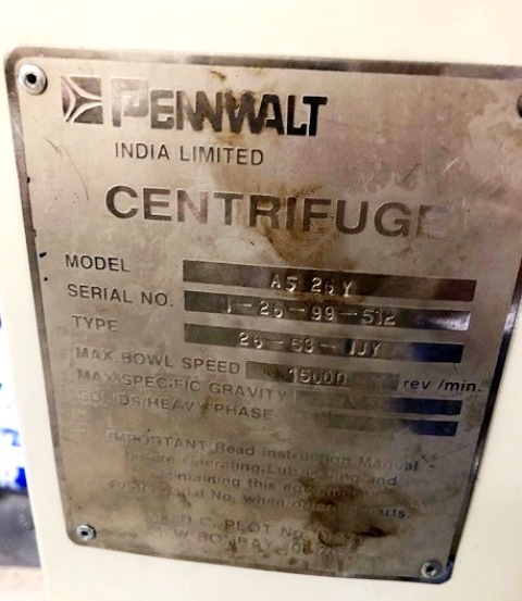 (3) Sharples-Pennwalt AS-26 Super centrifuges, 316SS.