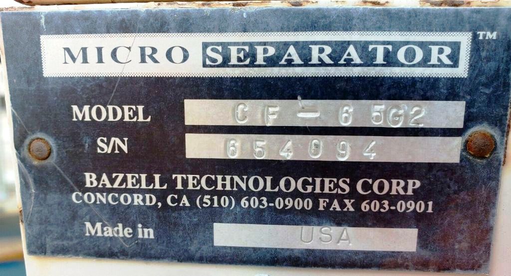 Microseparator CF-65G2 coolant clarifier, 304SS.